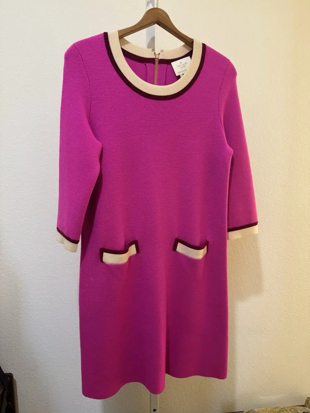 Kate Spade 3/4 Sleeve Wool Nara Sweater Dress Pink Size M